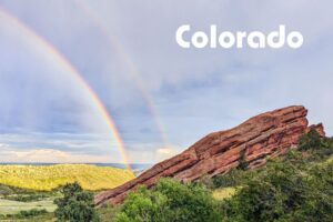 Red Rocks Rainbow Postcard